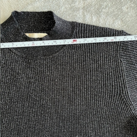 SUSAN Graver Vintage Black Multi Shimmer Mock Neck Short Sleeve Sweater Size 1X - Picture 3 of 6